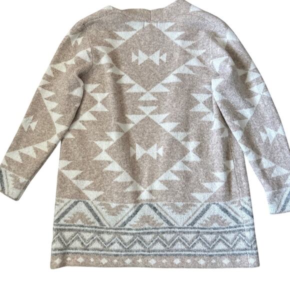 Frye The Cozy Open Front Sweater Cardigan Aztec Oatmeal Heather Combo Size XL - Picture 11 of 13